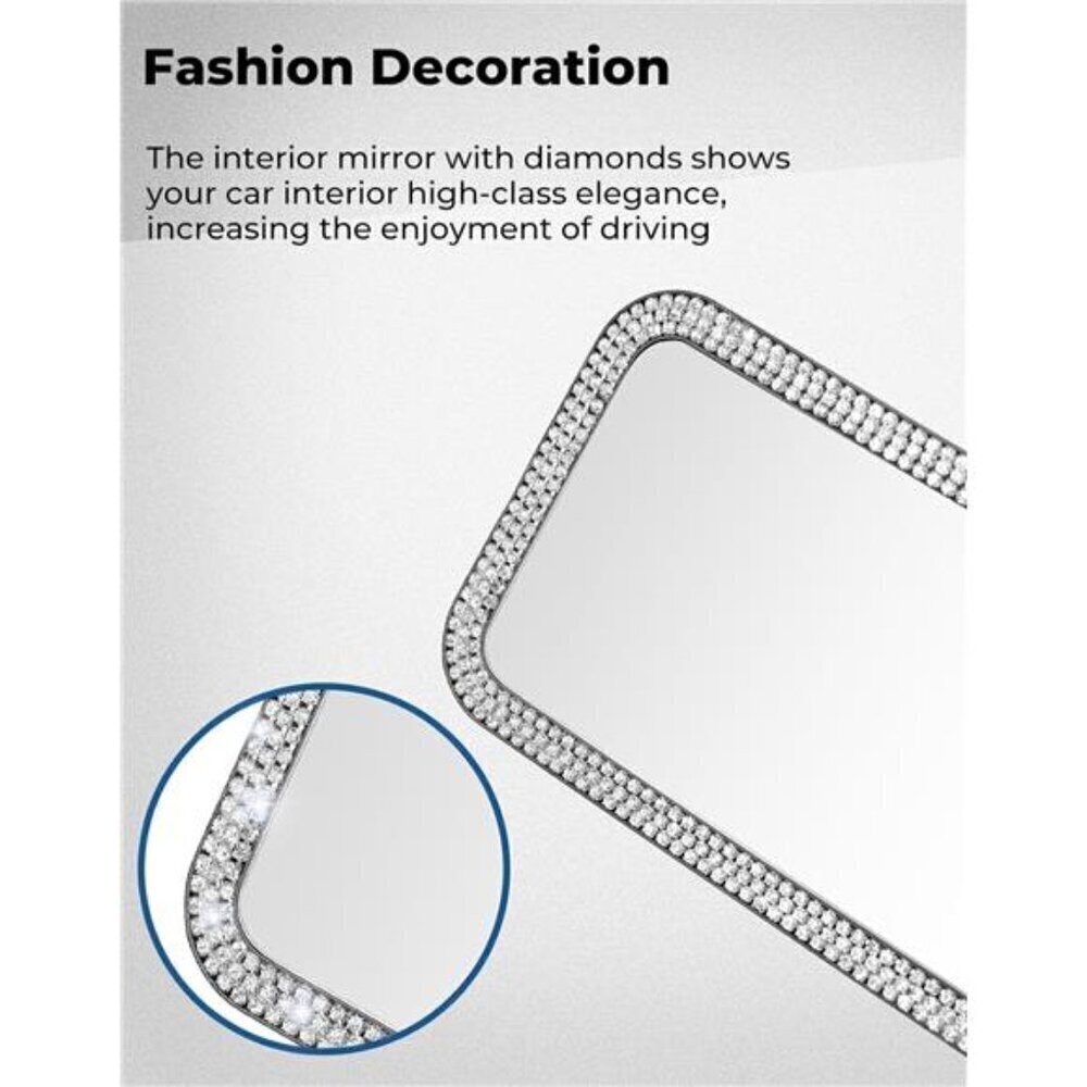 Bling Car Rear View Mirror Universal 11.81 Inch Panoramic Rearview Mirror - Picture 5 of 7